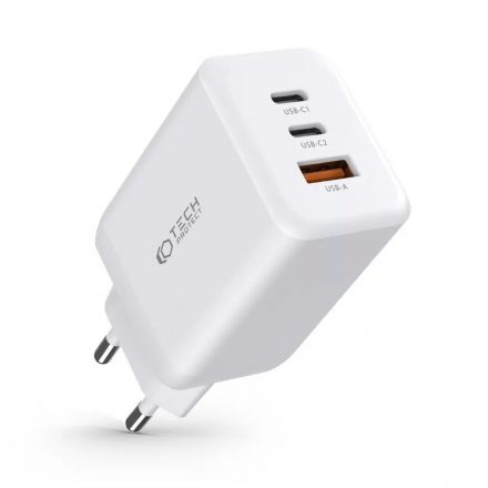 Tech-Protect PD65W / QC3.0 Hálózati Töltő adapter 1*USB-A, 2*USB-C fehér 934517