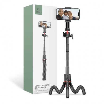 Tech-Protect L07S Vezeték nélküli Selfie bot Tripod flexibilis lábakkal Fekete