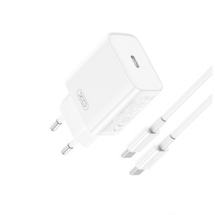 XO CE15 Hálózati Töltő szett PD20W 1*USB-C + USB-C / USB-C Fehér