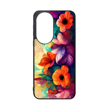 Festett hatású színes virágos Art Huawei tok