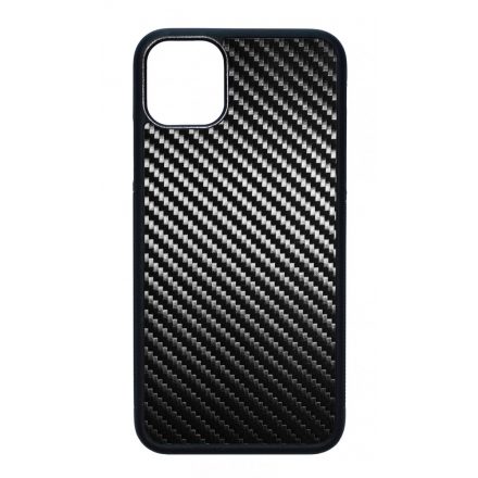 Ezüst karbon fiber mintás iPhone 11 tok