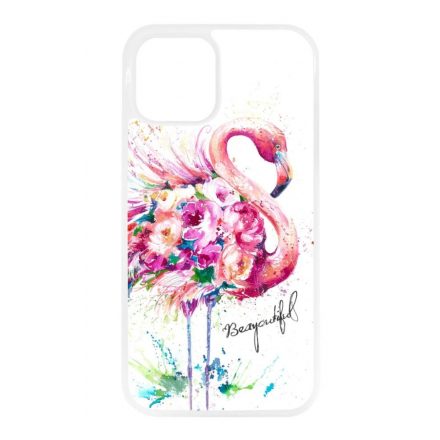 Álomszép Flamingo tropical summer nyári iPhone 12 - 12 Pro átlátszó tok