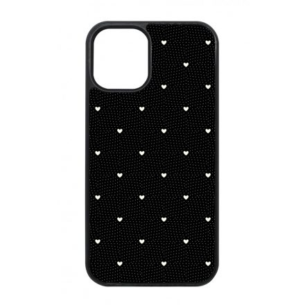 Elegáns szívecskés - BLACK - szives csajos  iPhone 12 Mini tok