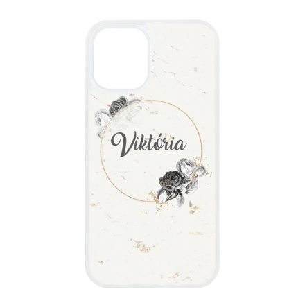 marble marvany mintas Rozsa viragos iPhone 12 Mini tok