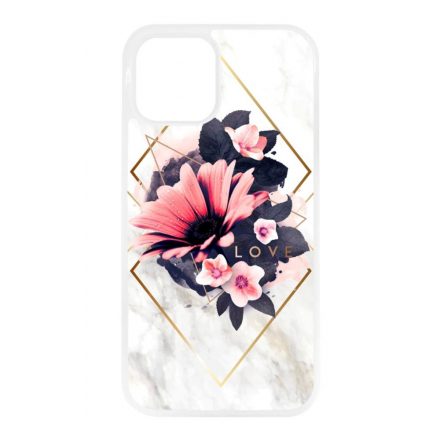 Marble Love marvany mintas viragos ajándék nőknek valentin napra iPhone 12 Mini átlátszó tok