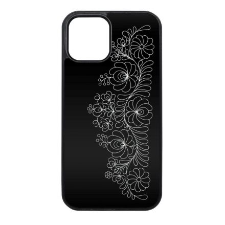 Elegant Matyó - Black magyar mintás hungarian folk iPhone 12 Mini fekete tok