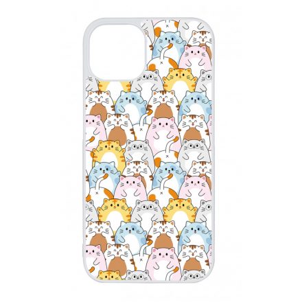 Tündéri Kawaii cica mintás iPhone 13 tok