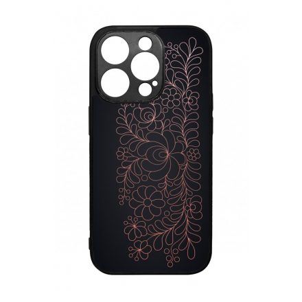 Elegáns Matyó - Rosegold magyar mintás hungarian folk iPhone 14 Pro tok