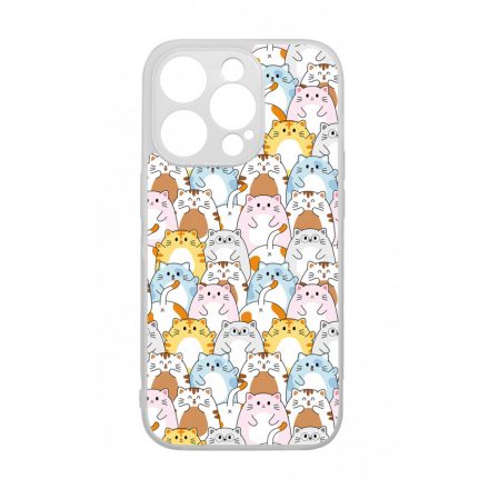 Tündéri Kawaii cica mintás iPhone 14 Pro tok