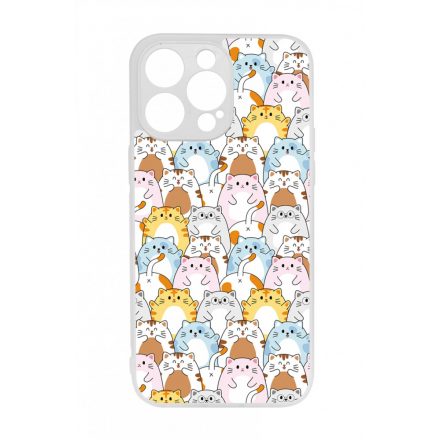 Tündéri Kawaii cica mintás iPhone 14 Pro Max tok