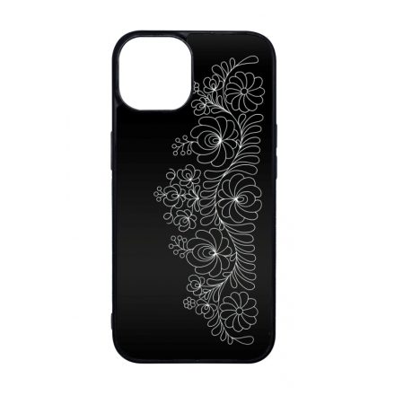 Elegant Matyó - Black magyar mintás hungarian folk iPhone 15 tok