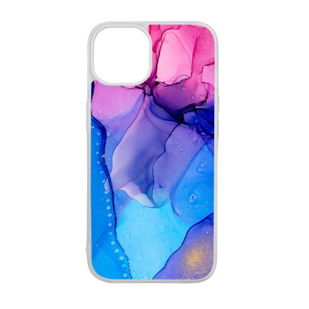 Blue Pink Gradient Ink kek rozsaszin marvanyos iPhone 15 tok