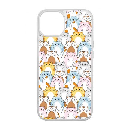 Tündéri Kawaii cica mintás iPhone 15 tok