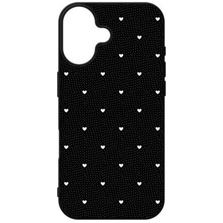 Elegáns szívecskés - BLACK - szives csajos  iPhone 16 tok