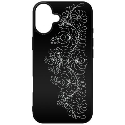 Elegant Matyó - Black magyar mintás hungarian folk iPhone 16 Plus tok