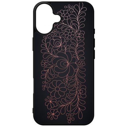 Elegáns Matyó - Rosegold magyar mintás hungarian folk iPhone 16 Plus tok