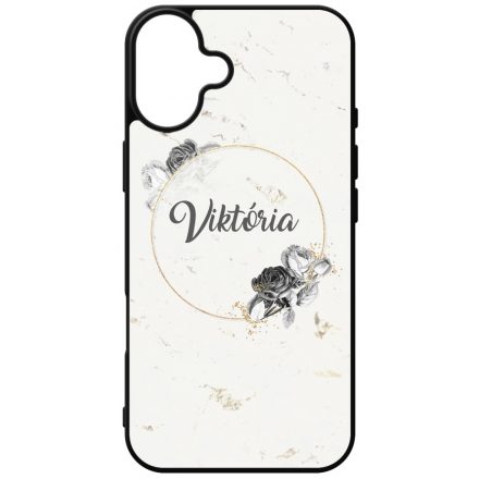 marble marvany mintas Rozsa viragos iPhone 16 Plus tok