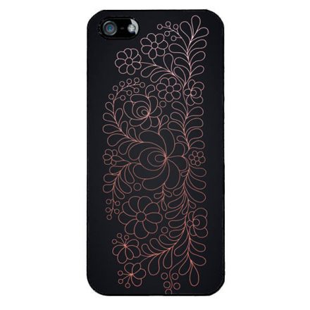 Elegáns Matyó - Rosegold magyar mintás hungarian folk iPhone 5s fekete tok