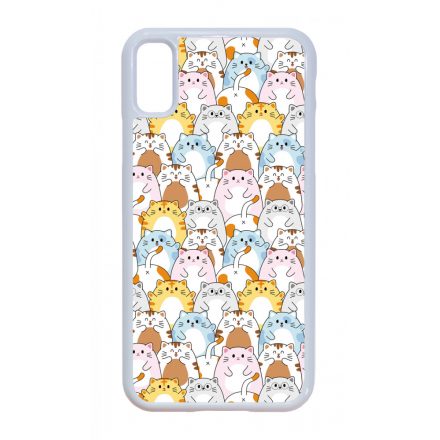 Tündéri Kawaii cica mintás iPhone X/Xs tok