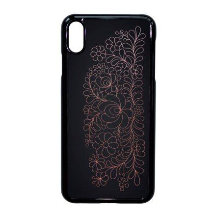 Elegáns Matyó - Rosegold magyar mintás hungarian folk iPhone Xs Max fekete tok