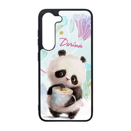 Kérd a neveddel - Kávés Panda szilikon Samsung Galaxy tok