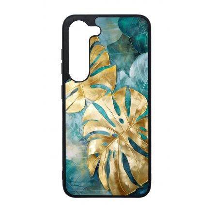 Gyönyörű kék aranyló levelek Art Samsung Galaxy tok