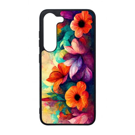 Festett hatású színes virágos Art Samsung Galaxy tok