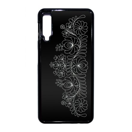 Elegant Matyó - Black magyar mintás hungarian folk Samsung Galaxy A7 (2018) tok