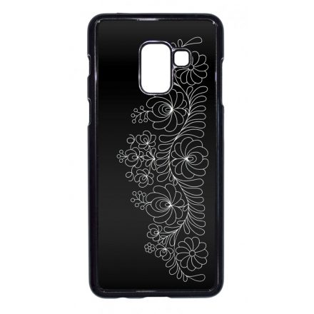 Elegant Matyó - Black magyar mintás hungarian folk Samsung Galaxy A8 (2018) tok