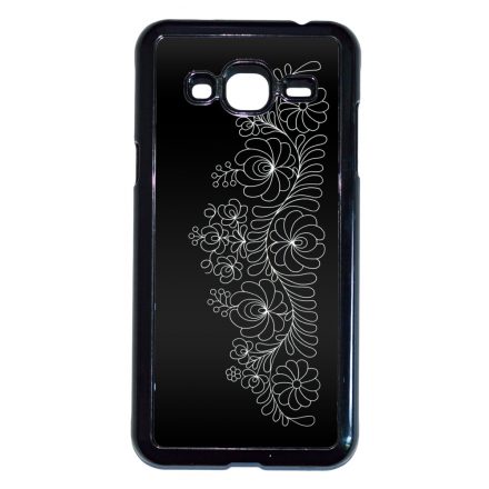 Elegant Matyó - Black magyar mintás hungarian folk Samsung Galaxy J3 2015-2016 tok