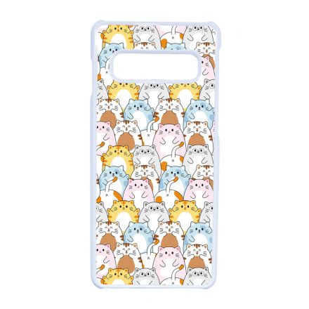 Tündéri Kawaii cica mintás Samsung Galaxy S10 tok