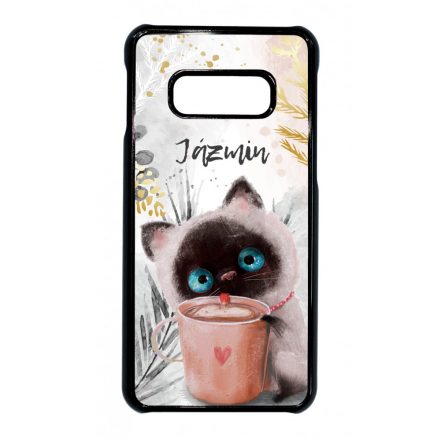 Kávézós cicus - Téli mintás Samsung Galaxy S10E tok