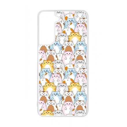 Tündéri Kawaii cica mintás Samsung Galaxy S21 tok