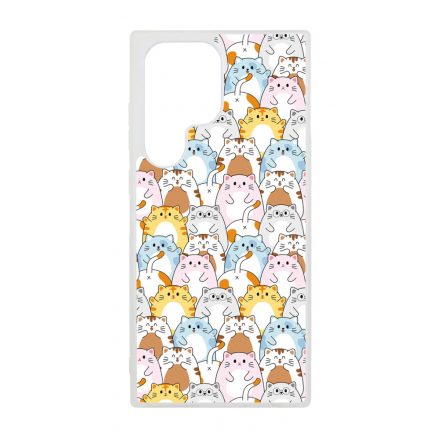 Tündéri Kawaii cica mintás Samsung Galaxy S23 Ultra tok