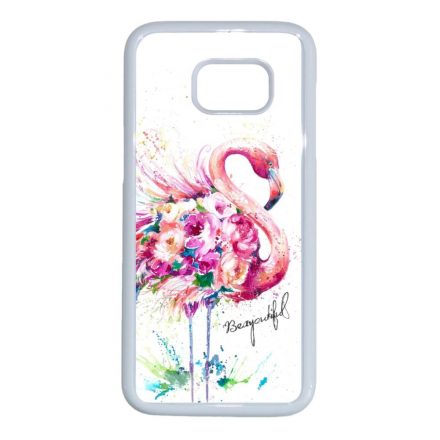 Álomszép Flamingo tropical summer nyári Samsung Galaxy S7 fehér tok