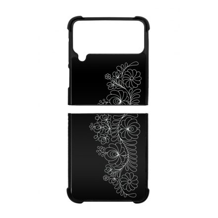 Elegant Matyó - Black magyar mintás hungarian folk Samsung Galaxy Z Flip 3 5G tok