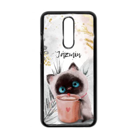 Kávézós cicus - Téli mintás Xiaomi Redmi 8 tok