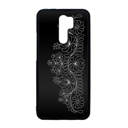 Elegant Matyó - Black magyar mintás hungarian folk Xiaomi Redmi 9 fekete tok