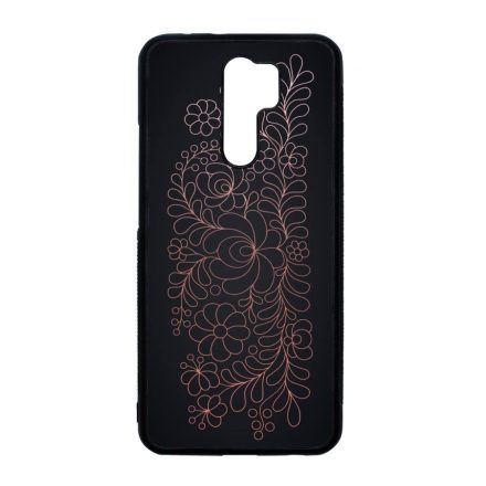 Elegáns Matyó - Rosegold magyar mintás hungarian folk Xiaomi Redmi 9 fekete tok