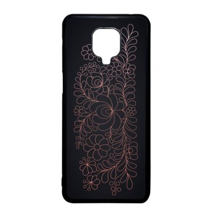 Elegáns Matyó - Rosegold magyar mintás hungarian folk Xiaomi Redmi Note 9 Pro fekete tok